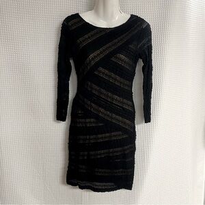 Max studio ladies, black lace, long sleeve knee length dress size small